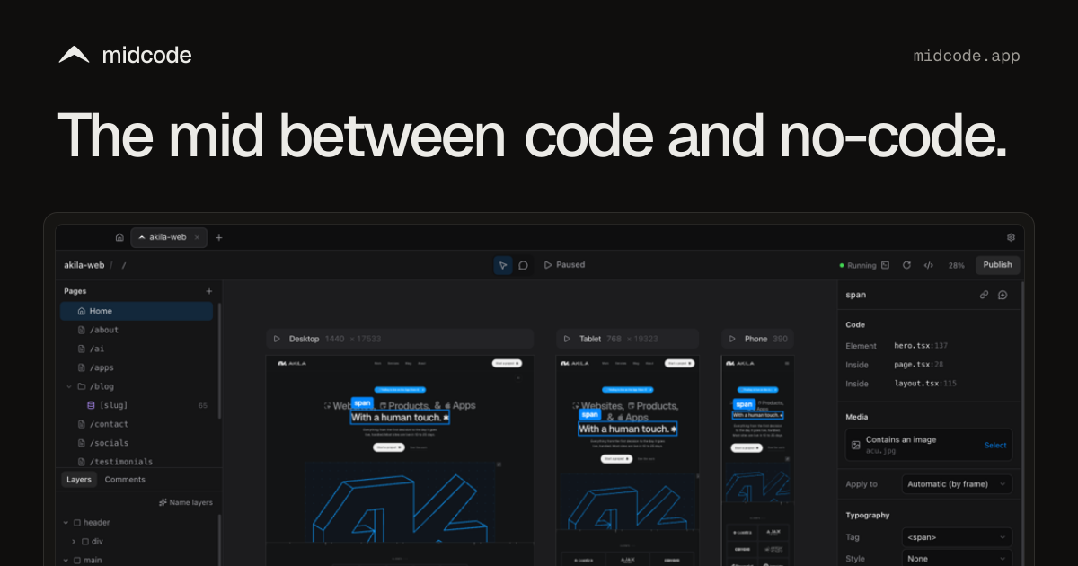 Edit your code visually with midcode